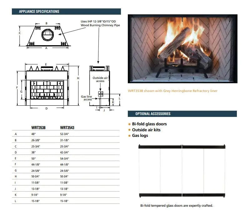 Superior Wood Burning Fireplace Traditional Radiant WRT3500
