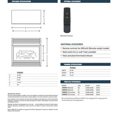 Superior Gas Fireplace 26-Inch VCM3026