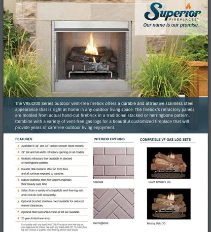 Superior Gas Fireplace 36-Inch VRE4236