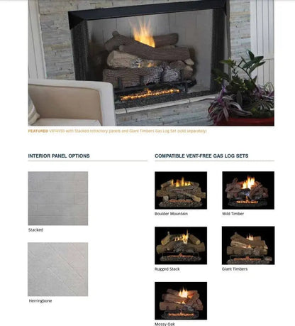 Superior Gas Fireplace VRT4500 30-Inch Tall Opening Vent-Free Refractory Liner VRT4500