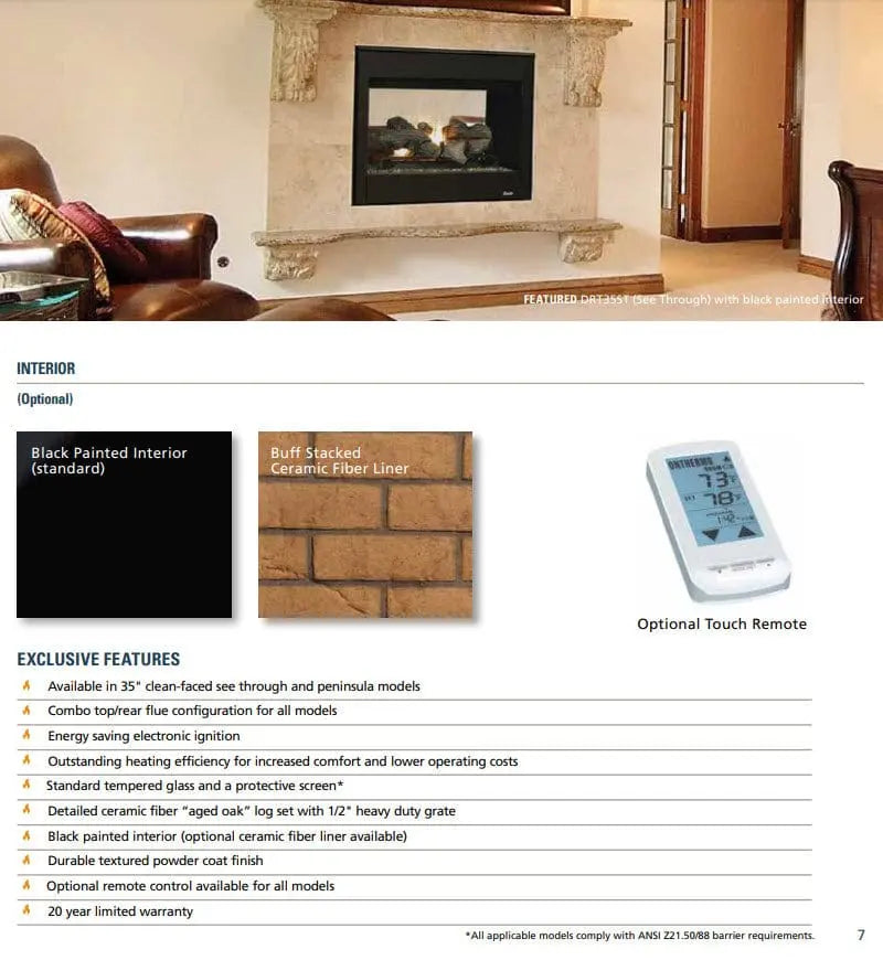 Superior Gas Fireplace 40-Inch DRT40STDEN
