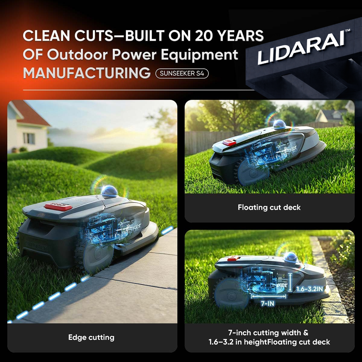 S4 Wireless AI Robot Lawn Mower | 0.25 Acre LiDAR