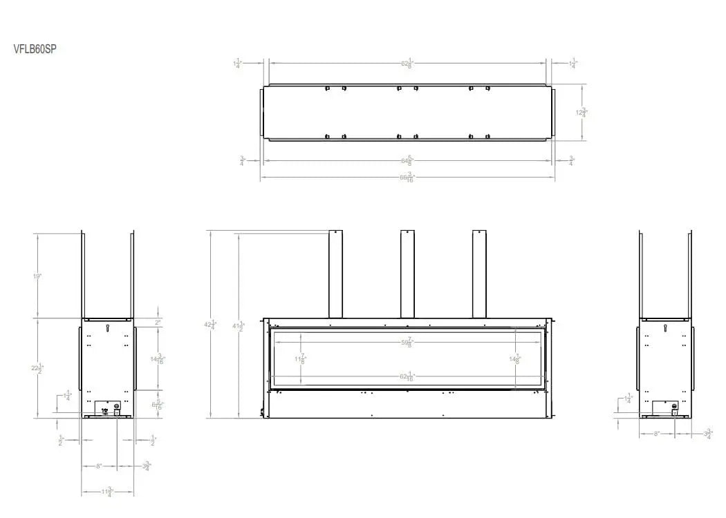 Empire Gas Fireplace Boulevard 60" Double-Sided Vent-Free Linear Remote RC60DBVS