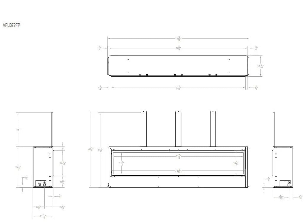 Empire Gas Fireplace Boulevard 72" Vent-Free Remote Control EC8010