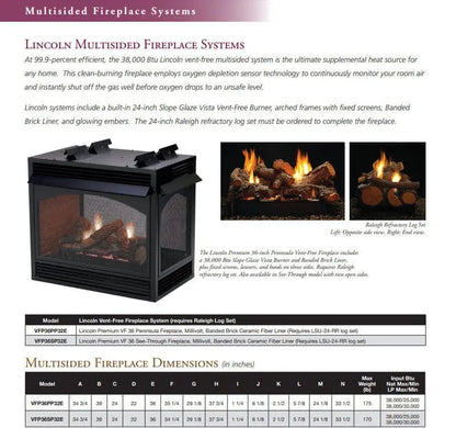 Empire Vail Premium Peninsula 36" Vent-Free Gas Fireplace | VFP36PP32E