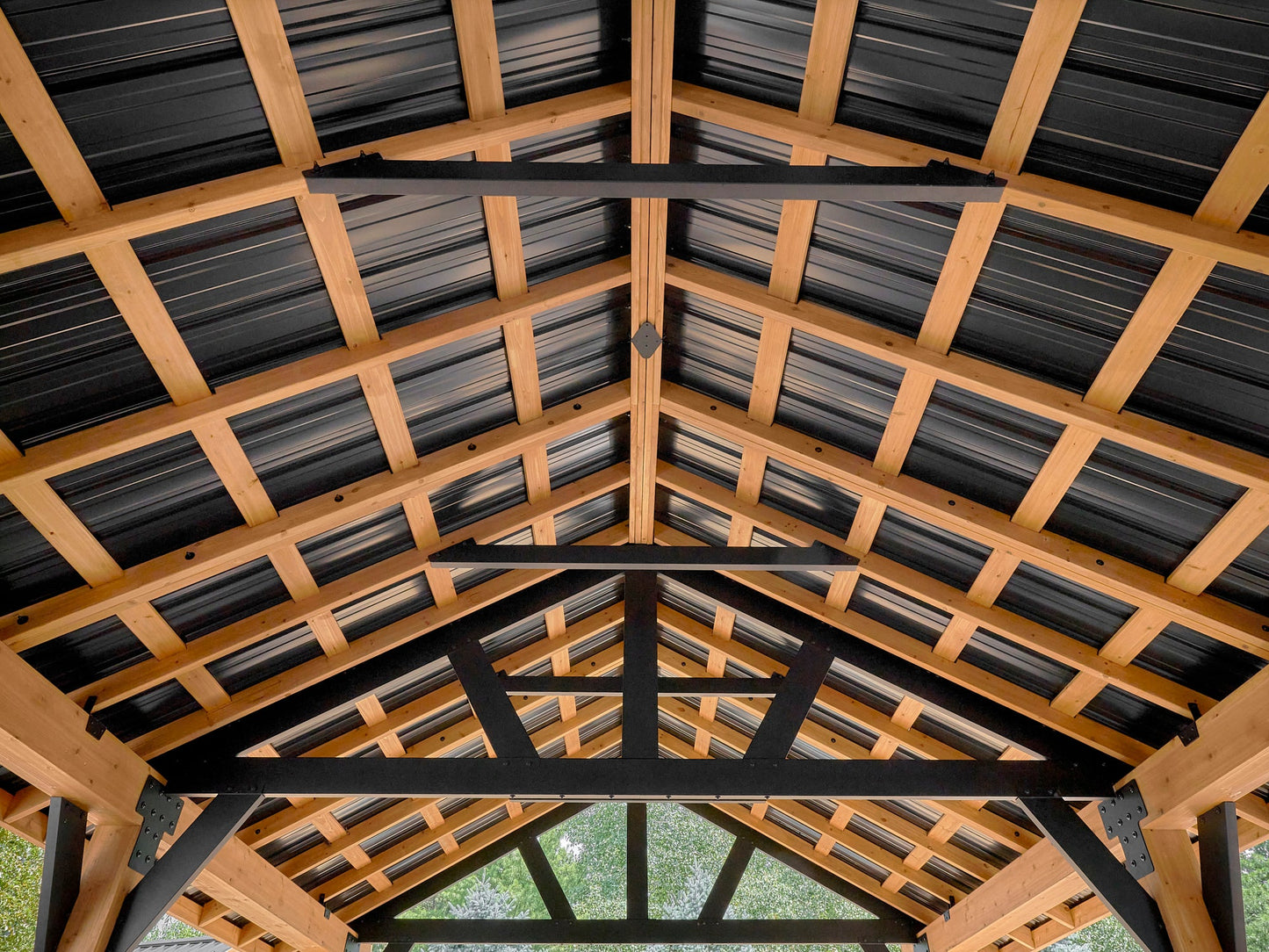 Lodge | 16x14 Cedar and Steel Gazebo with Steel Roof