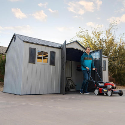 Outdoor Storage Shed, 15 X 8 Foot, Gray