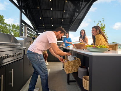 Langston | Covered Walk-In Outdoor Kitchen with Built-In Grill & Pizza Oven