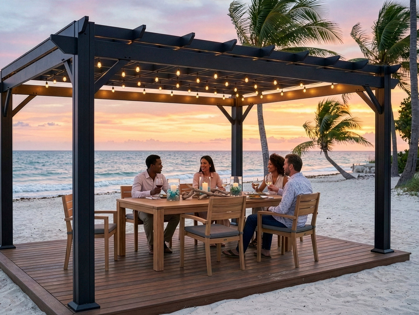 Stratford | 14x10 Steel Pergola – Black