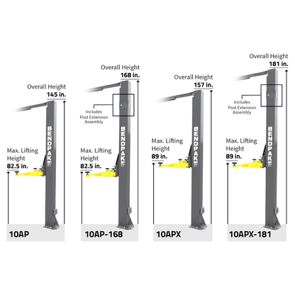 BendPak 10AP-168 Two Post Car Lift – 10,000-Lb Capacity – 168″ Extended Height