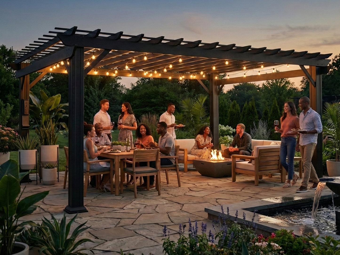 Stratford | 16x12 Steel Pergola – Black