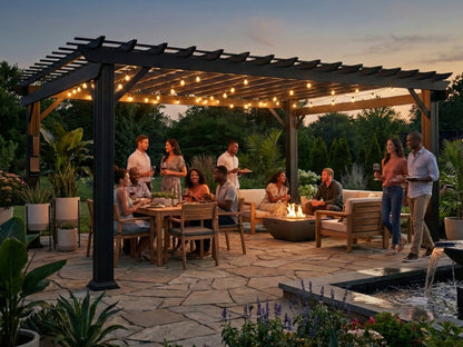 Stratford | 16x12 Steel Pergola – Black
