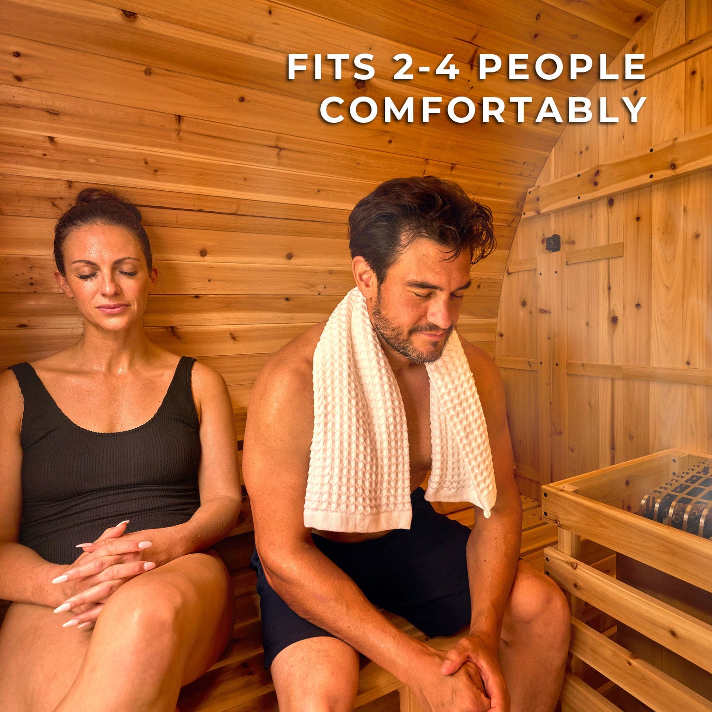 Paxton Outdoor Barrel Sauna with Porch – 2-4 Person