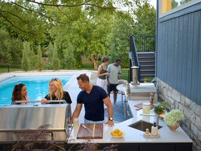 Emory | Corner Outdoor Kitchen Island with Built-In Grill & Pizza Oven