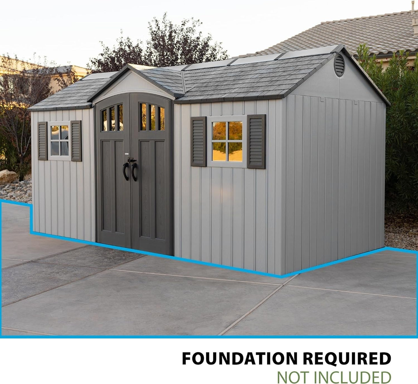 Outdoor Storage Shed, 15 X 8 Foot, Gray