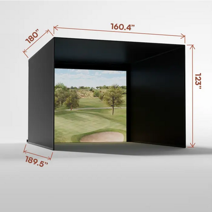 Carl's Place PRO Golf Simulator Enclosure Kit with High-Contrast Gray Impact Screen 10'H × 13'W × 15'D | Model: pgec2-gp-10x13x15
