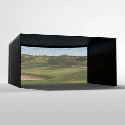 Carl's Place CURVED Golf Simulator Enclosure Kit with High-Contrast Gray Impact Screen 9'H × 14'W × 8'D | Model: cge-gp-9x14x8