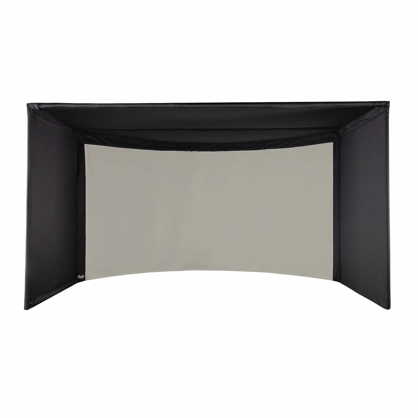 Carl's Place Curved Golf Simulator Enclosure Kit with High-Contrast Gray Golf Impact 10'H × 15'W × 10'D | Model: cge-gp-10x15x10