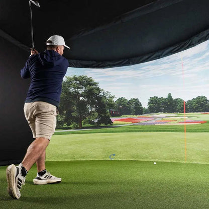 Carl's Place CURVED Golf Simulator Enclosure Kit with Premium Impact Screen 9'H × 15'W × 8'D | Model: cge-9x15x8
