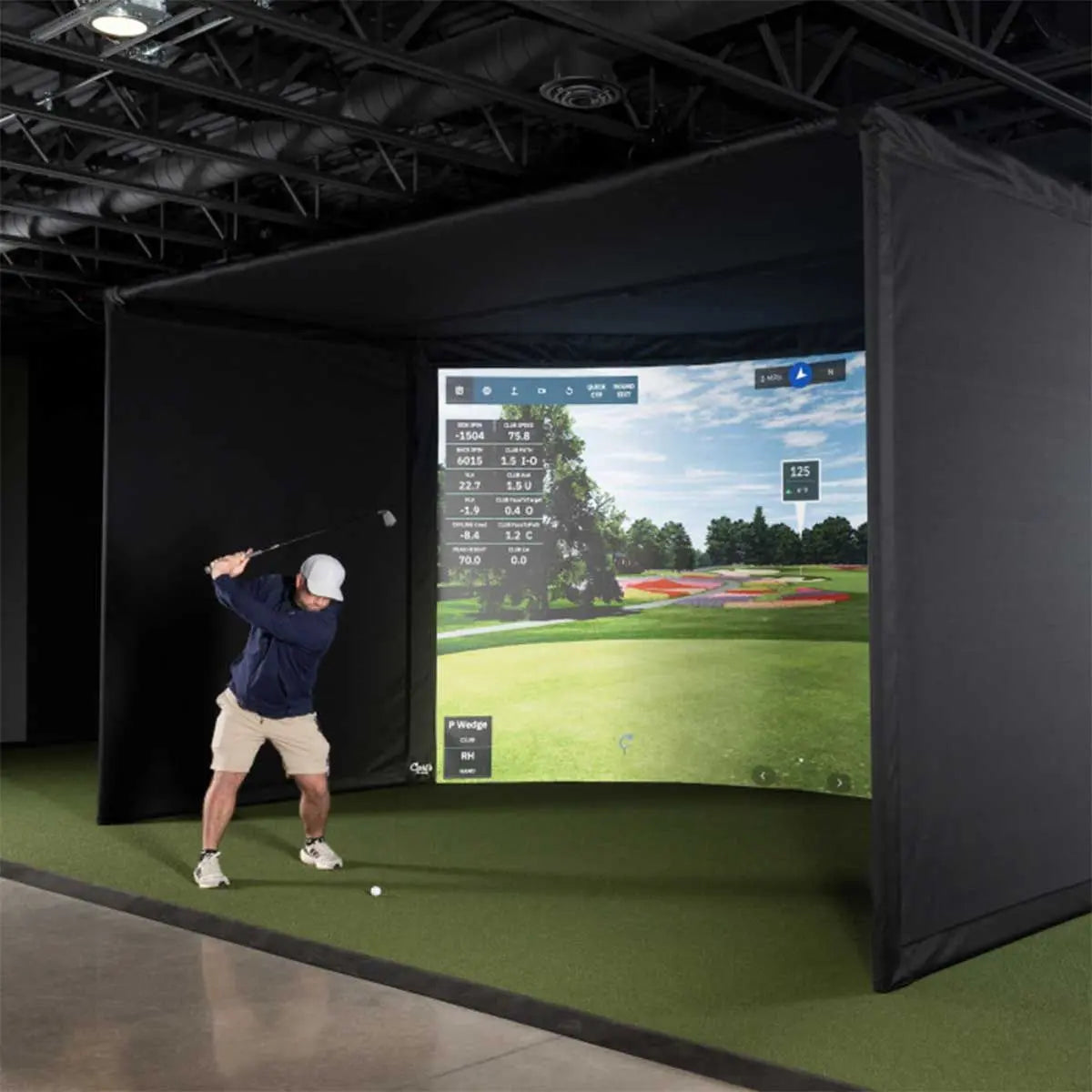 Carl's Place CURVED Golf Simulator Enclosure Kit with Premium Impact Screen 9'H × 14'W × 8'D | Model: cge-9x14x8
