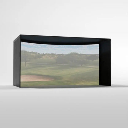Carl's Place Curved Golf Simulator Enclosure Kit with High-Contrast Gray Golf Impact 10'H × 15'W × 8'D | Model: cge-gp-10x15x8