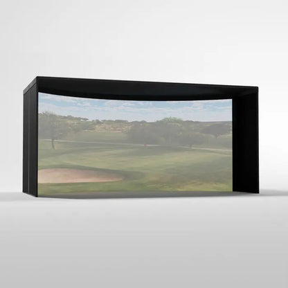 Carl's Place CURVED Golf Simulator Enclosure Kit with High-Contrast Gray Golf Impact 10'H × 17'W × 8'D | Model: cge-gp-10x17x8