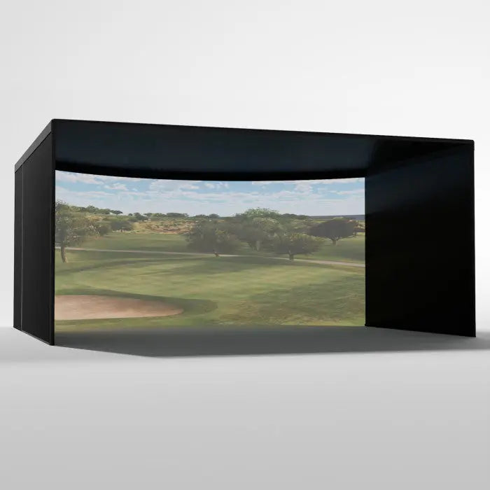 Carl's Place Curved Golf Simulator Enclosure Kit with Premium Golf Impact 9.5'H × 16'W × 15'D | Model: cge-9-5x16x15