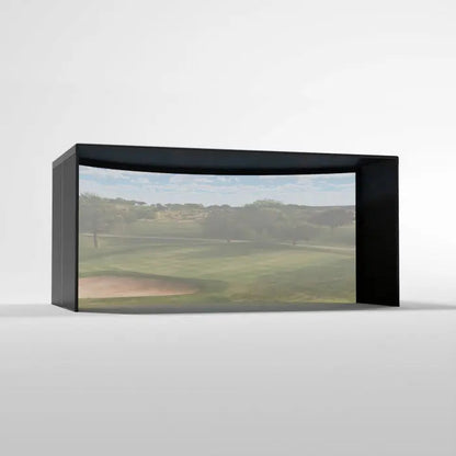 Carl's Place Curved Golf Simulator Enclosure Kit with High-Contrast Gray Golf Impact 9'H × 15'W × 8'D | Model: cge-gp-9x15x8