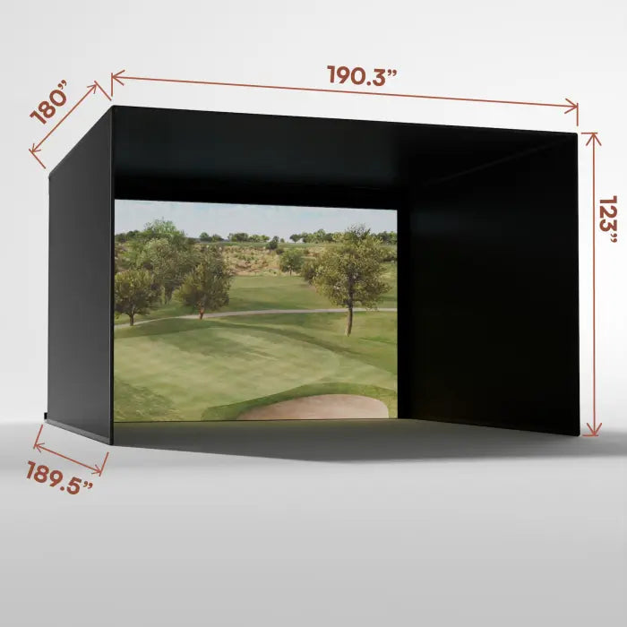 Carl's Place PRO Golf Simulator Enclosure Kit with High-Contrast Gray Impact Screen 10'H × 15.5'W × 15'D | Model: pgec2-gp-10x15-5x15