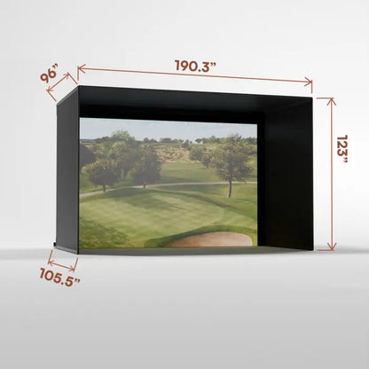 Carl's Place PRO Golf Simulator Enclosure Kit with Premium Impact Screen 10'H × 15.5'W × 8'D | Model: pgec2-pm-10x15-5x8