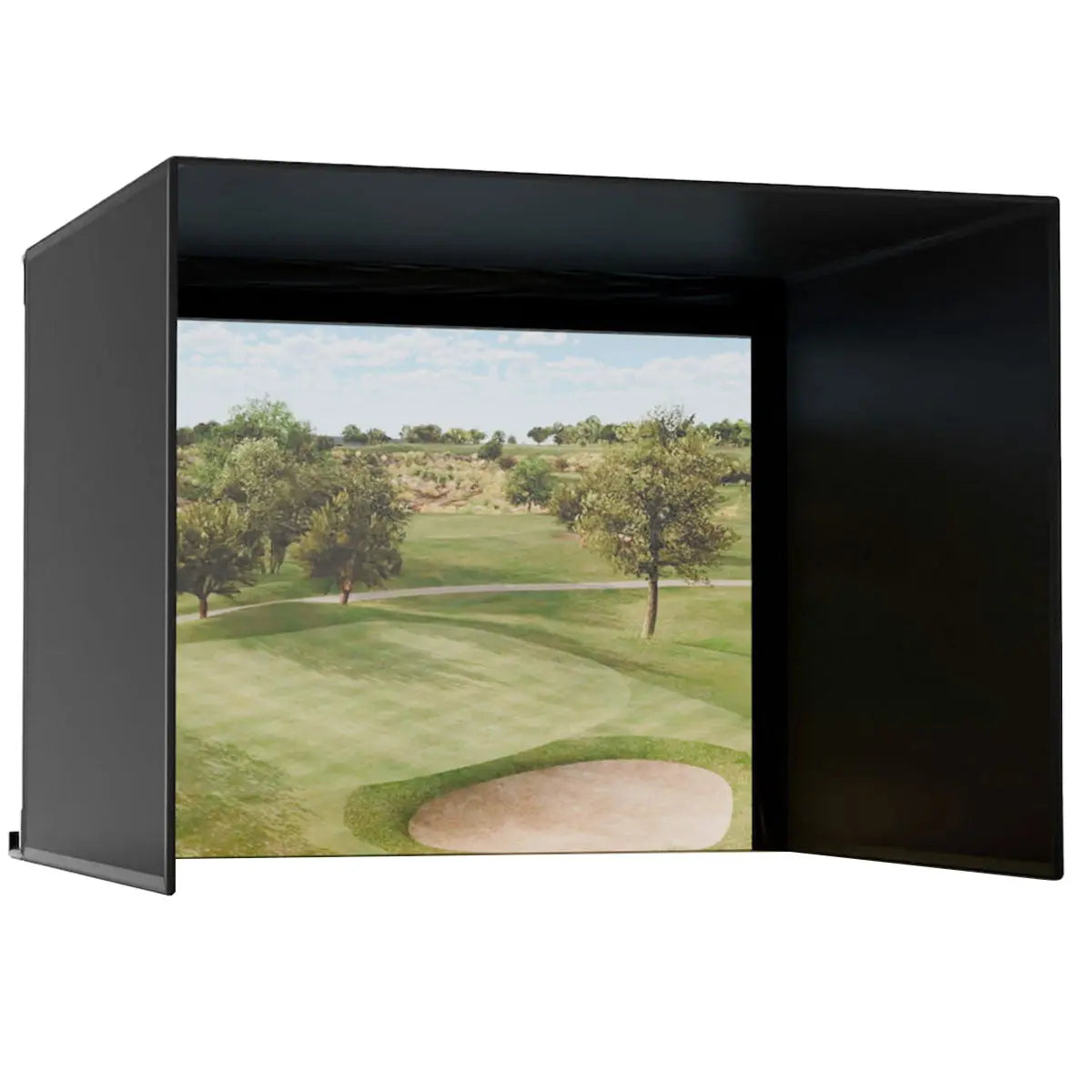 Carl's Place PRO Golf Simulator Enclosure Kit with High-Contrast Gray Impact Screen 9'H × 12'W × 10'D | Model: pgec2-gp-9x12x10