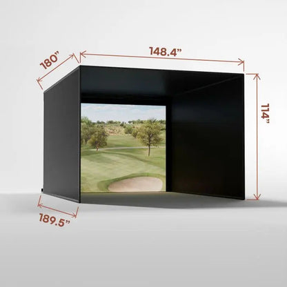 Carl's Place PRO Golf Simulator Enclosure Kit with High-Contrast Gray Impact Screen 9'H × 12'W × 15'D | Model: pgec2-gp-9x12x15