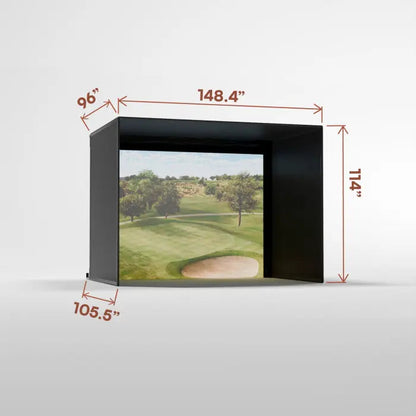 Carl's Place PRO Golf Simulator Enclosure Kit with Premium Impact Screen 9'H × 12'W × 8'D | Model: pgec2-pm-9x12x8