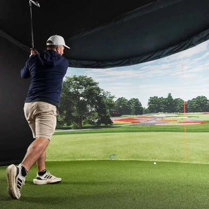 Carl's Place Curved Golf Simulator Enclosure Kit with Premium Golf Impact 10'H × 17'W × 10'D | Model: cge-10x17x10