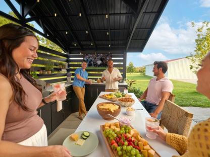 Langston | Covered Walk-In Outdoor Kitchen with Built-In Grill & Pizza Oven