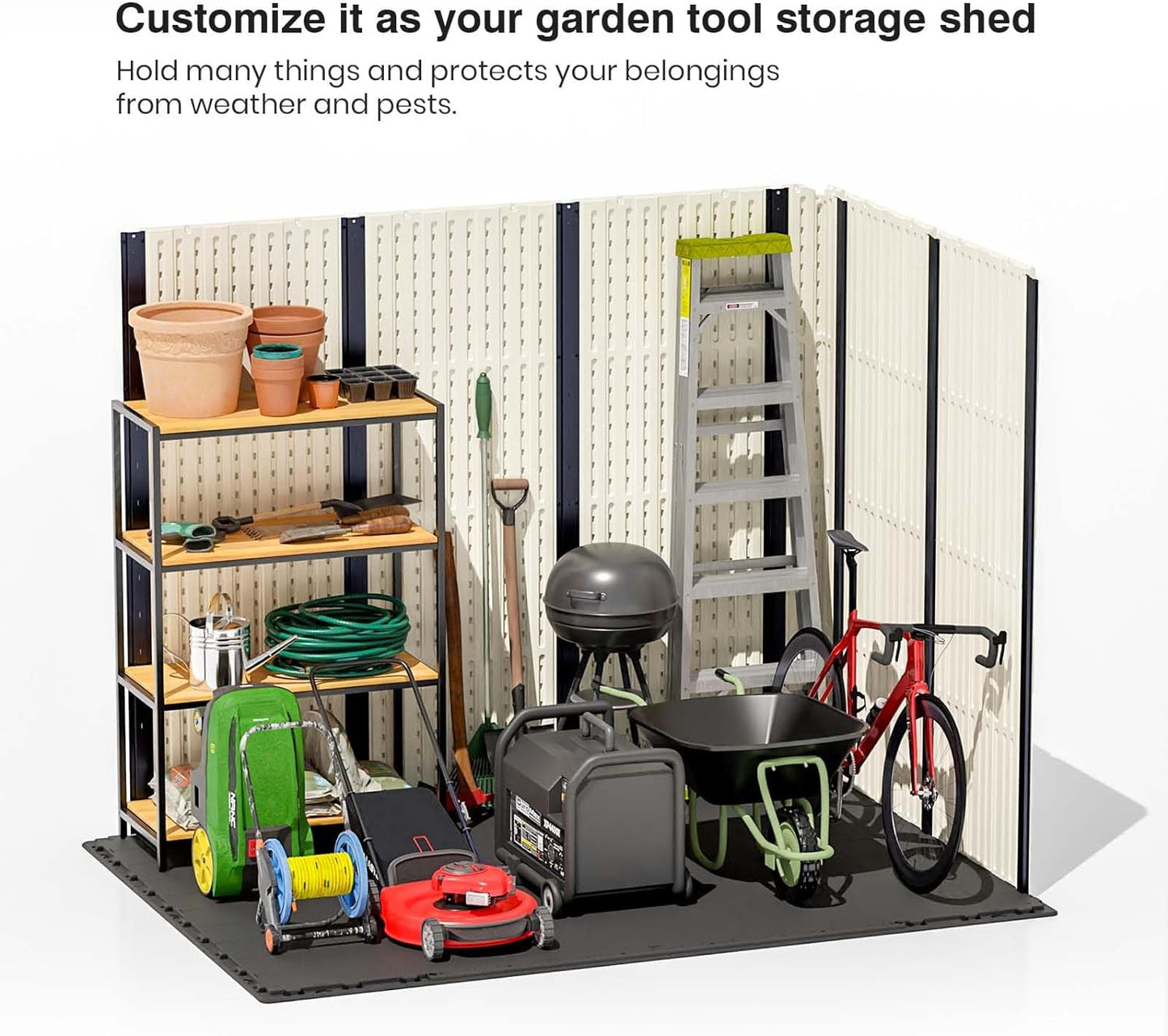 8' x 6' Outdoor Storage Shed – Resin, Floor, Window & Lockable Door