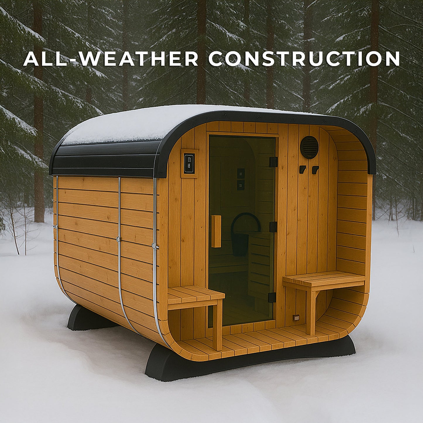Lennon Outdoor Cube Sauna with Porch – 4-6 Person