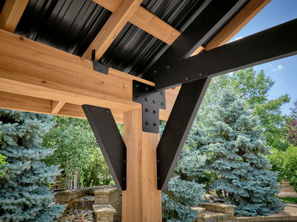 Lodge | 14x14 Cedar and Steel Gazebo with Steel Roof
