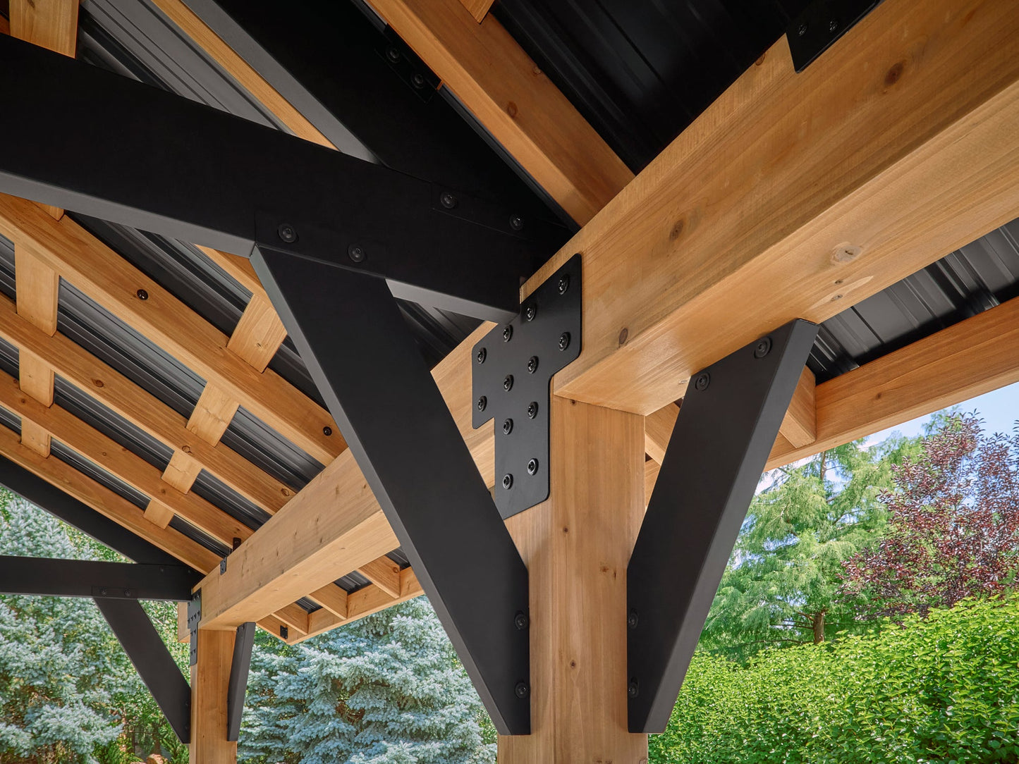 Lodge | 19x14 Cedar and Steel Gazebo with Steel Roof