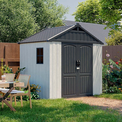 8' x 6' Outdoor Storage Shed – Resin, Floor, Window & Lockable Door