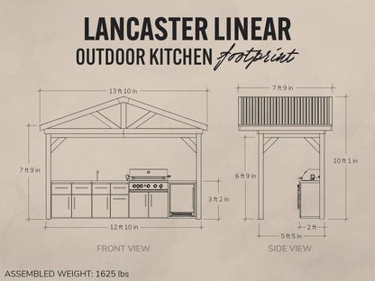 Lancaster | Covered Linear Outdoor Kitchen with Built-In Grill