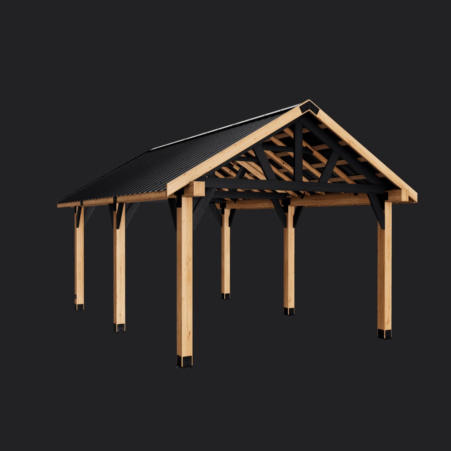 Lodge | 19x14 Cedar and Steel Gazebo with Steel Roof
