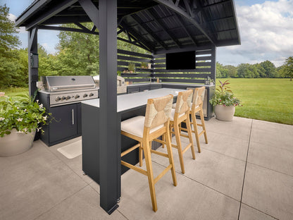 Langston | Covered Walk-In Outdoor Kitchen with Built-In Grill & Pizza Oven