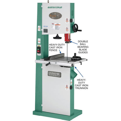 Grizzly G0513X2 – 17″ 2 HP Bandsaw w/ Cast-Iron Trunnion