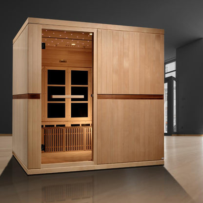 Golden Designs Dynamic "Catalonia" 8-Person Ultra Low EMF FAR Infrared Sauna (Canadian Hemlock, Wheelchair Accessible) | Model: GDI-6880-02 Elite