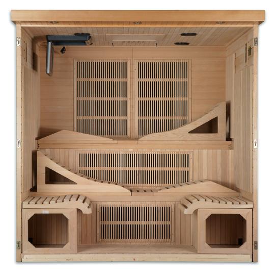Golden Designs "Monaco" 6-Person PureTech™ Near Zero EMF FAR Infrared Sauna with 15″ LCD Screen (Canadian Hemlock) | Model: GDI-6996-01 Elite