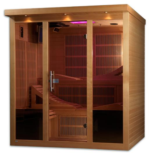 Golden Designs "Monaco" 6-Person PureTech™ Near Zero EMF FAR Infrared Sauna with 15″ LCD Screen (Canadian Hemlock) | Model: GDI-6996-01 Elite