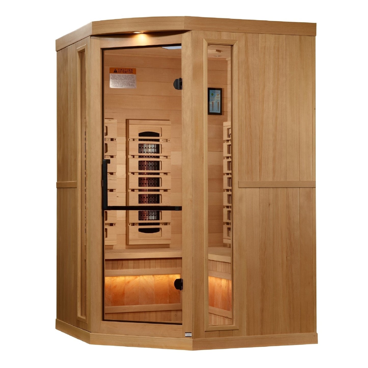 Golden Designs 3-Person Full Spectrum PureTech™ Near Zero EMF Corner Unit Infrared Sauna with Himalayan Salt Bar | Model: GDI-8035-03