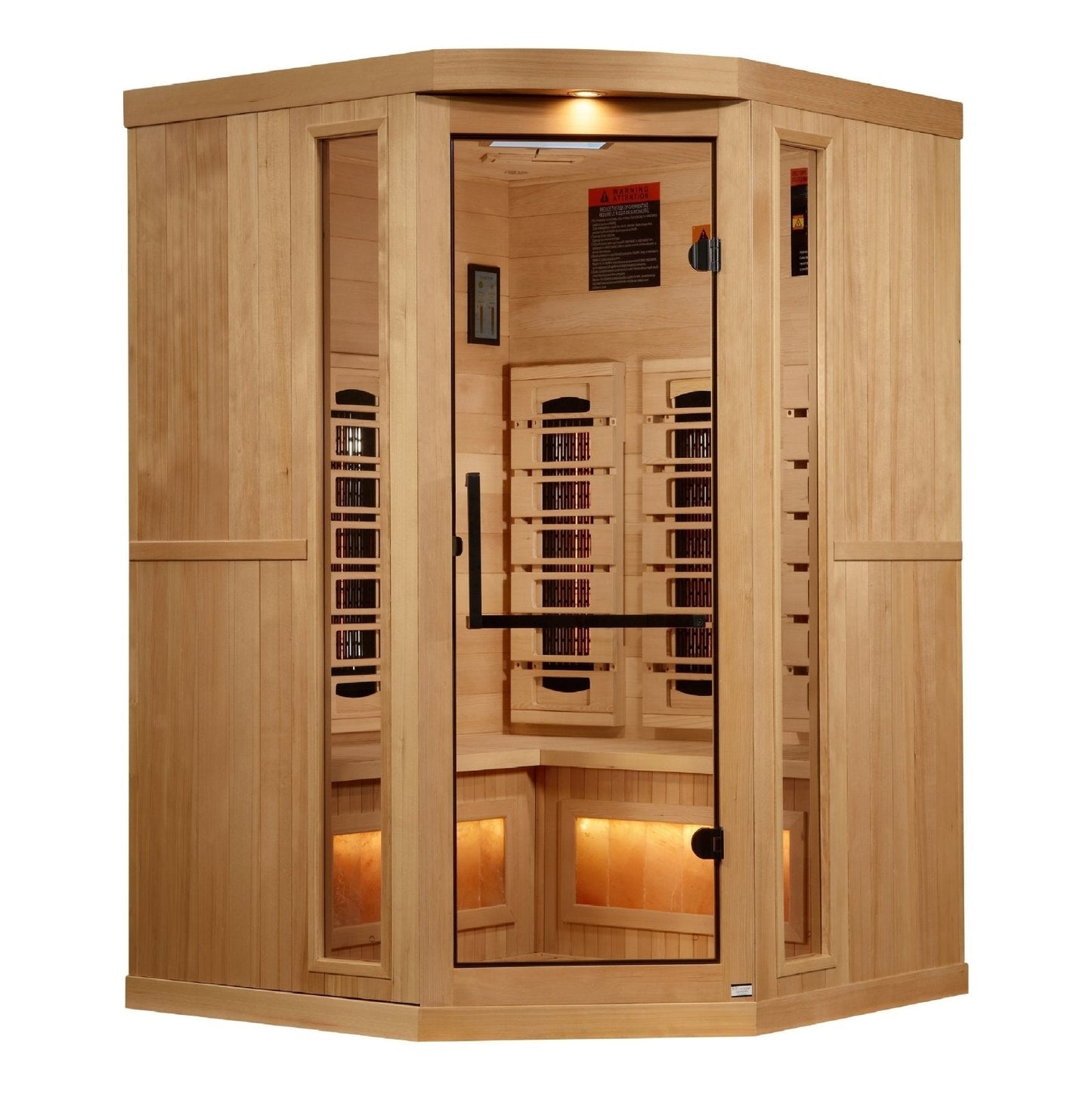 Golden Designs 3-Person Full Spectrum PureTech™ Near Zero EMF Corner Unit Infrared Sauna with Himalayan Salt Bar | Model: GDI-8035-03