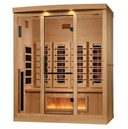 Golden Designs 4-Person Full Spectrum PureTech™ Near Zero EMF Infrared Sauna with Himalayan Salt Bar | Model: GDI-8040-03